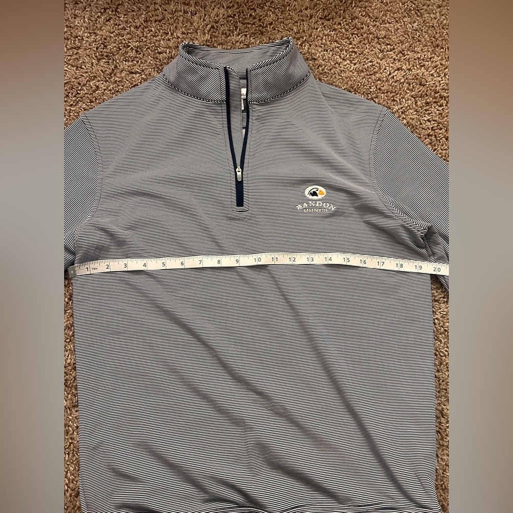 Peter Millar Navy and White Striped Zip-Up Sweater - Picture 6 of 7